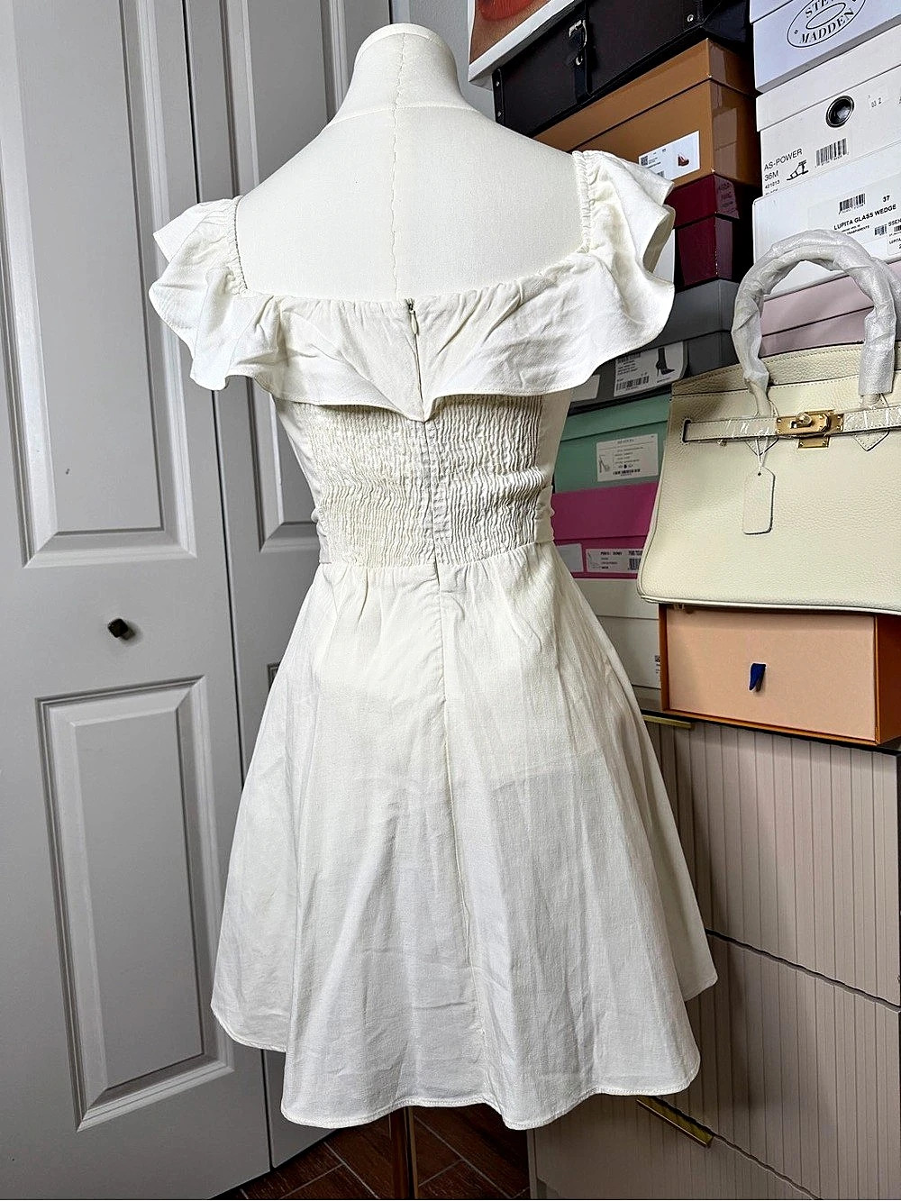 Zara White Ruffle Mini Dress - Picture 4 of 7